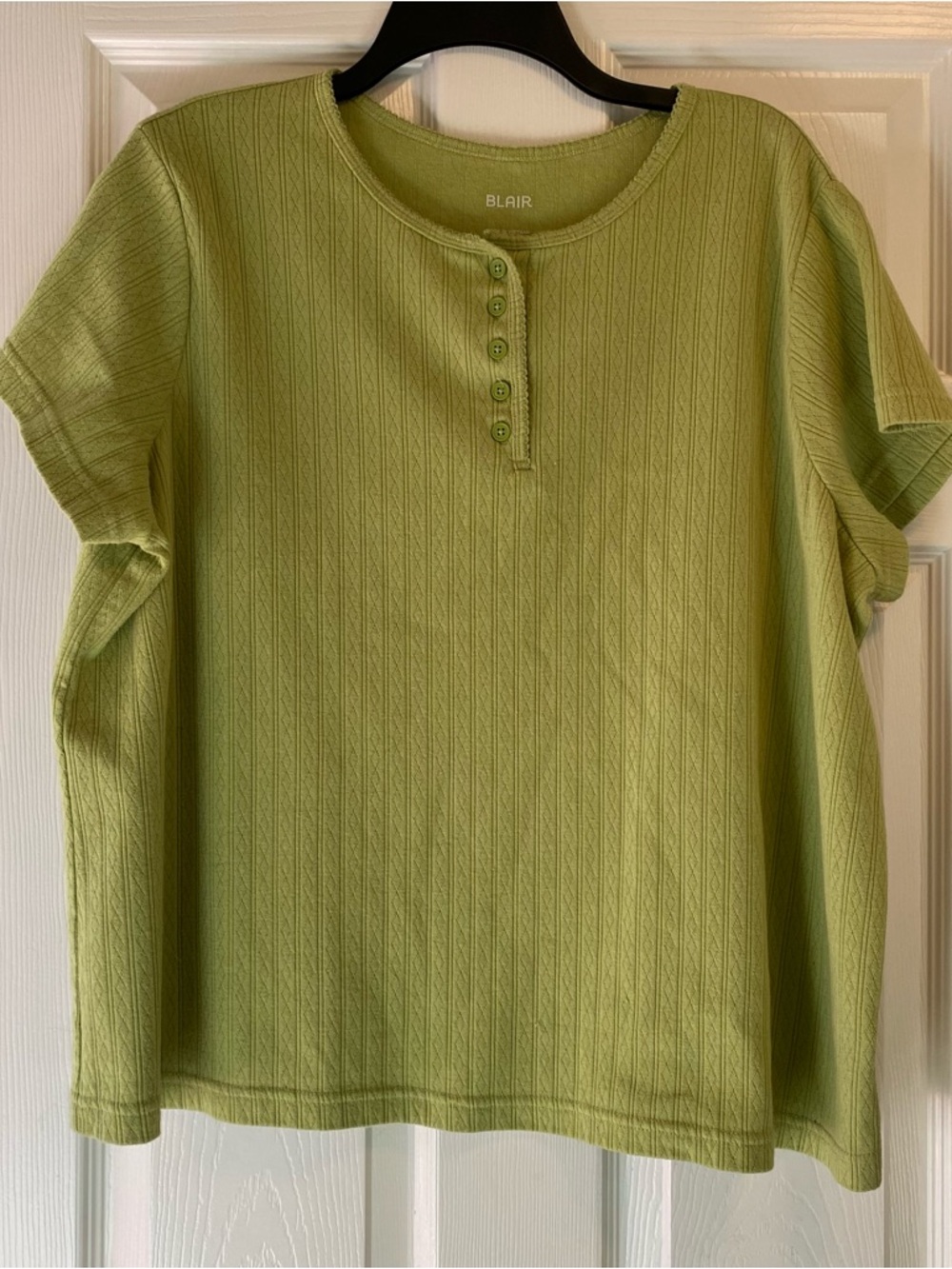 Blair Lime Green Ribbed Henley Top